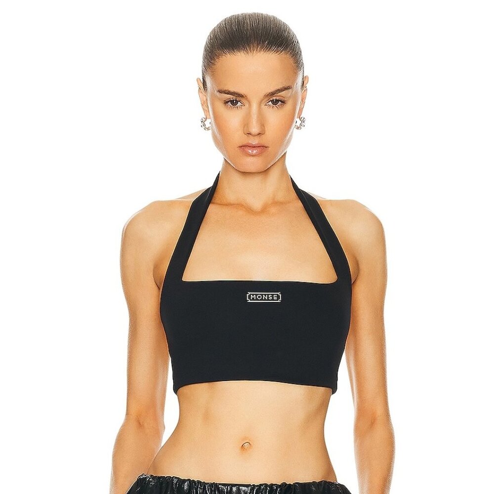 NEW NWT Monse Halter Sports Bra Top in Black FWRD